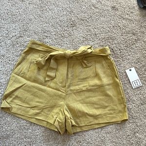 Yellow, linen shorts